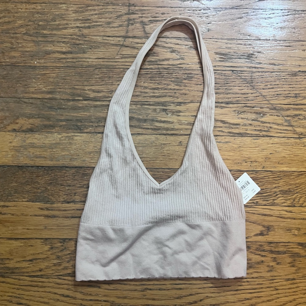 Anthropologie Cotton Halter Bra in Beige XS-S
